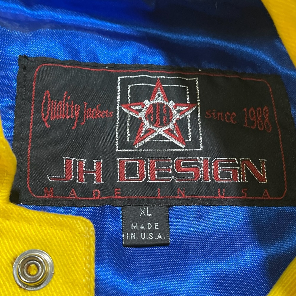 Vintage M&M Racing JH Design NASCAR Jacket Mens XL Yellow Blue 90s Embroidered - Picture 10 of 15